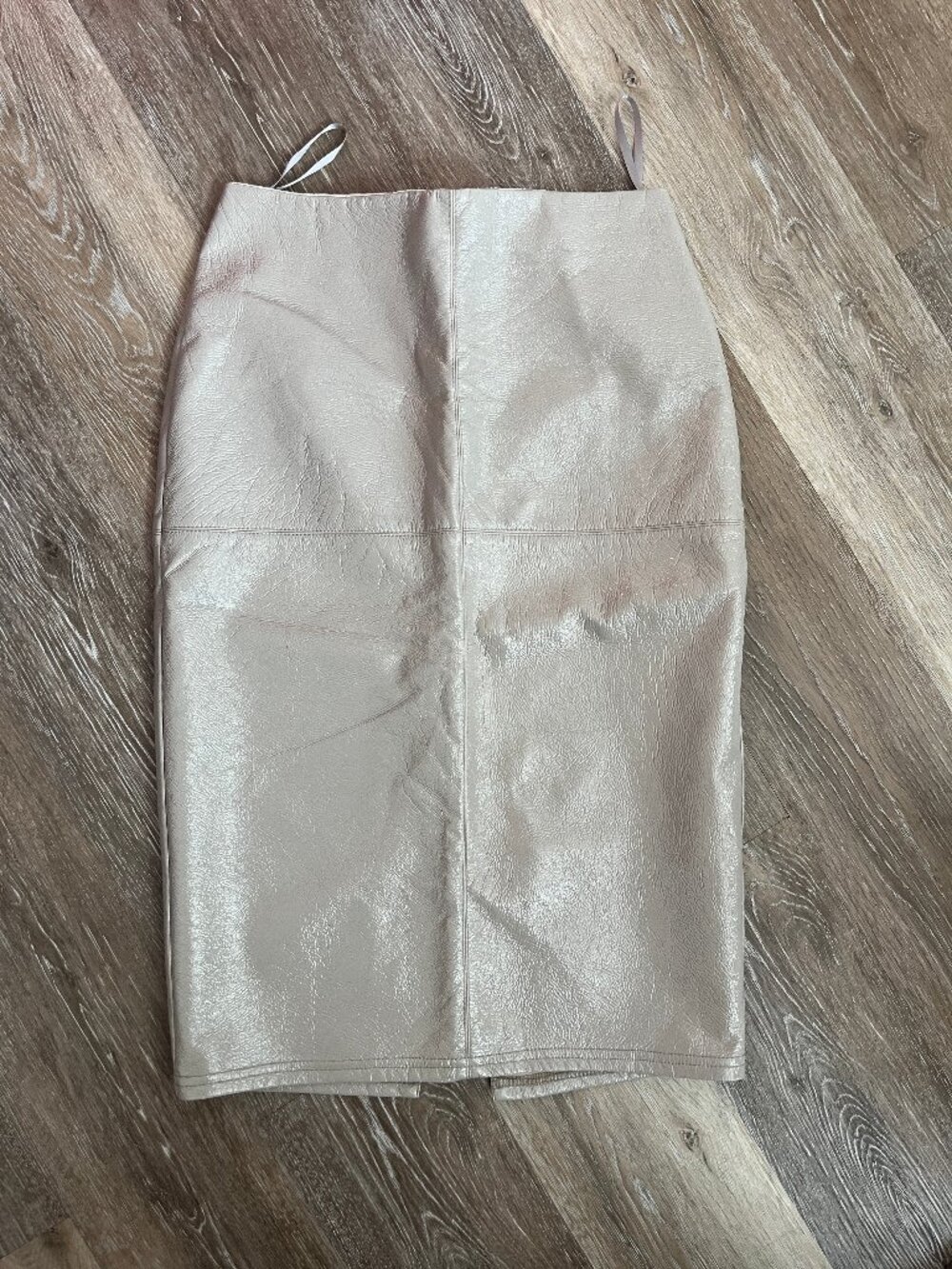 Taupe/Light Beige Faux Leather Sexy Fitted High Waist Pencil Skirt
